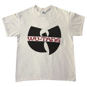 Wu‑Tang Clan T‑Shirt Size Large White Black Logo Official Hip Hop Merch Gildan